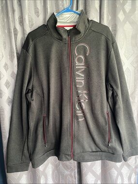 Calvin Klein Full Zip Track-Style Jacket W/ Vertical Logo.